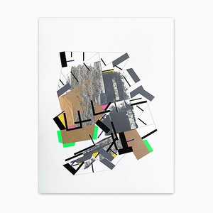 Philippe Halaburda, Into the Faiinn 4, 2021, acrilico, feltro colorato e nastro colorato su carta