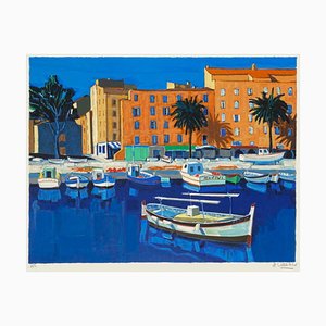 Jean Claude Quilici, En Méditerranée: Le port d'Ajaccio, 1995, Lithographie auf BFK Rives Papier