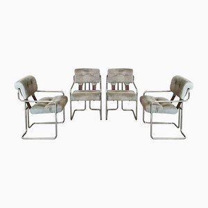 Tubroma Chairs in Chromed Metal Velvet and Leather by Guido Fareschini for I4 Mariani, Italy, 1970s, Set of 4
