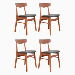 Mid-Century Danish Teak & Leather Dining Chairs from Farstrup Mobler, 1960s, Set of 4