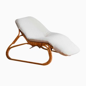 Chaise Lounge in Bamboo and Wicker with Pillow