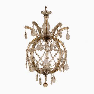 Lámpara de araña vienesa Maria Theresa vintage de cristal, años 50