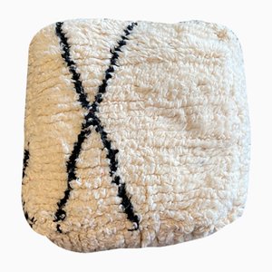 Moroccan White Floor Cushion with Black Cross