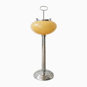 Yellow Portuguese Opaline Glass Ashtray Lamp, 1960s