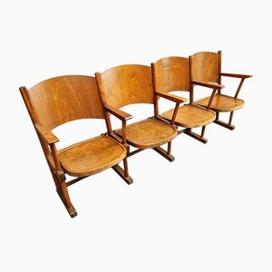 Vintage Oak/Beach Cinema Chairs, 1940s