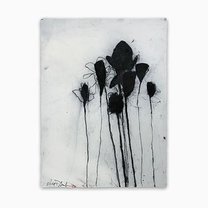 Robert Baribeau, Multiple Stems in Black, 2019, Charcoal & Oil Stick on Paper