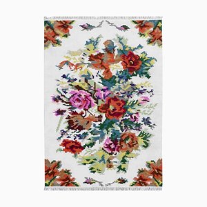 Alfombra Kilim plana floral estilo Besarabia