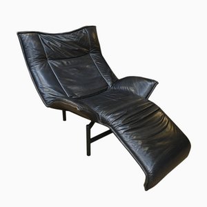 Modularer Veranda Sessel aus schwarzem Leder von Vico Magistretti von Cassina, 1980er