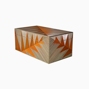 Goldene Farn Stroh Intarsien Box von Violeta Galan