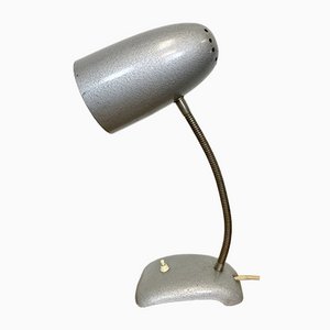 Graue Schreibtischlampe mit Schwanenhals, 1960er