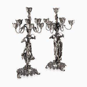 20th Century German Art Nouveau Solid Silver Candelabra by Eugen Marcus, 1900s, Set of 2