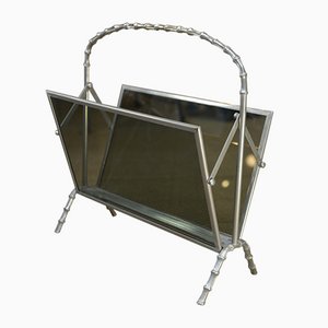 Magazine Rack in Silver Brass by Maison Bagues, 1960s