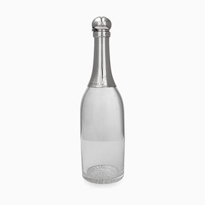 Viktorianische Champagnerflasche aus massivem Silber & Glas, 19. Jh., 1890