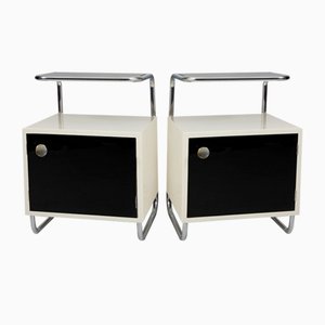 Functionalism Czech Black and White Bedside Tables by Vichr a Spol, Set of 2