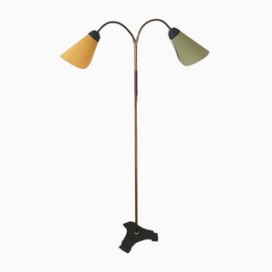 Mid-Century Two-Branch Floor Lamp with Swiveling Shades