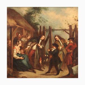 English Painting, Genre Scene, 18th-Century, Oil on Canvas
