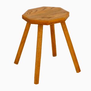 Tabouret Brutaliste en Chêne, Suède, 1950s