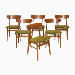 Teak Stühle, Dänemark, 1960er, 6er Set