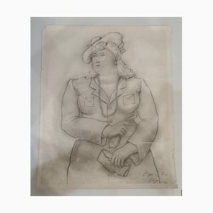 Fernando Botero, Femme, Crayon sur Papier
