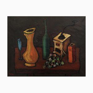 Kerlog, Stillleben mit Trauben, 1950er, Öl auf Leinwand, gerahmt