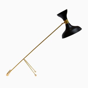 Desk Lamp with Black Enamelled Metal Shade in the Style of Stilnovo