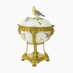 Porcelain Lidded Box with Bronze Details in the Style of Meissen, Paris, Late 19th Century