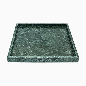 Quadratisches Tablett aus grünem Guatemala Marmor