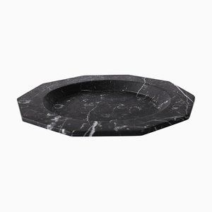 Speiseteller aus mattschwarzem Marquina Marmor