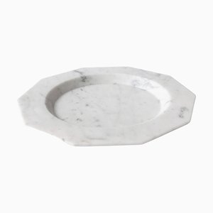 Dinner Plate in Satin White Carrara Marble
