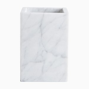 Portaspazzolino quadrato in marmo di Carrara bianco