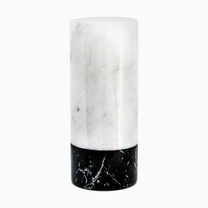 Vaso cilindrico in marmo bianco e nero