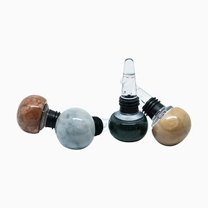 Marble and Acrylic Glass Champagne Bottle Stoppers, Set of 4