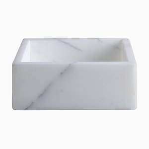 Square White Carrara Marble Guest Towel Tray