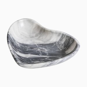 Small Heart Bowl in Grey Marble, Handmade in Italy