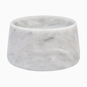 Small White Carrara Marble Cat or Dog Bowl