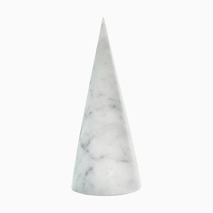 Large Decorative Cone in White Carrara Marble