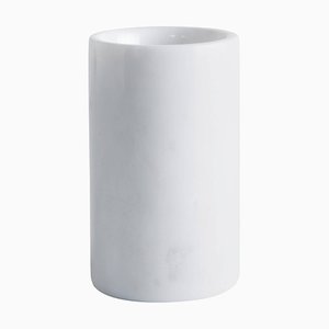Portaspazzolino rotondo in marmo di Carrara bianco