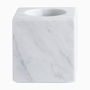 Square Single Candleholder in White Carrara Marble