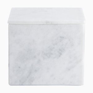 Caja cuadrada de mármol de Carrara blanco