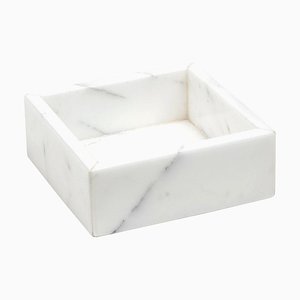 Caja cuadrada de algodón de mármol de Carrara blanco