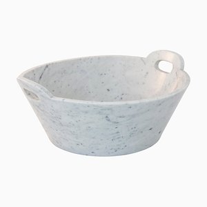 Großer handgefertigter Korb aus weißem Carrara Marmor