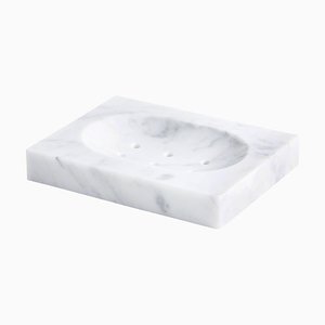Square Soap Dish in White Carrara Marble
