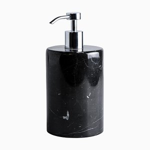 Dispensador de jabón redondo de mármol Marquina negro