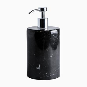 Dispenser di sapone rotondo in marmo nero Marquina