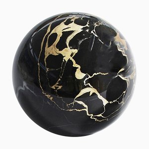 Large Paper Weight with Sphere Shape in Black Portoro Marble