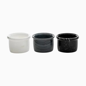 Petits Bols en Marbre Gris, Blanc et Noir, Set de 3