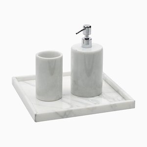 Abgerundetes Badezimmerset aus weißem Carrara Marmor, 3 . Set