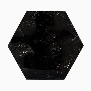 Hexagonal Black Marble Plate with Cork