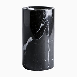 Portaspazzolino rotondo in marmo nero Marquina