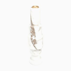 High Straight Unicolor Candleholder in White Carrara Marble